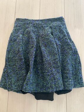 Proenza Schouler Navy and Green Textured Circle Skirt
